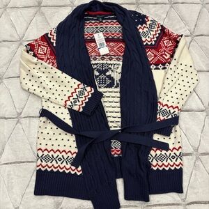 Tommy Hilfiger NWT Cardigan Winter Moose Women’s Sz Xl Knit Cozy Grannycore